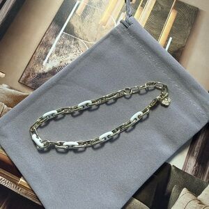 Kendra Scott Bailey Gold and White Enamel Chain Bracelet